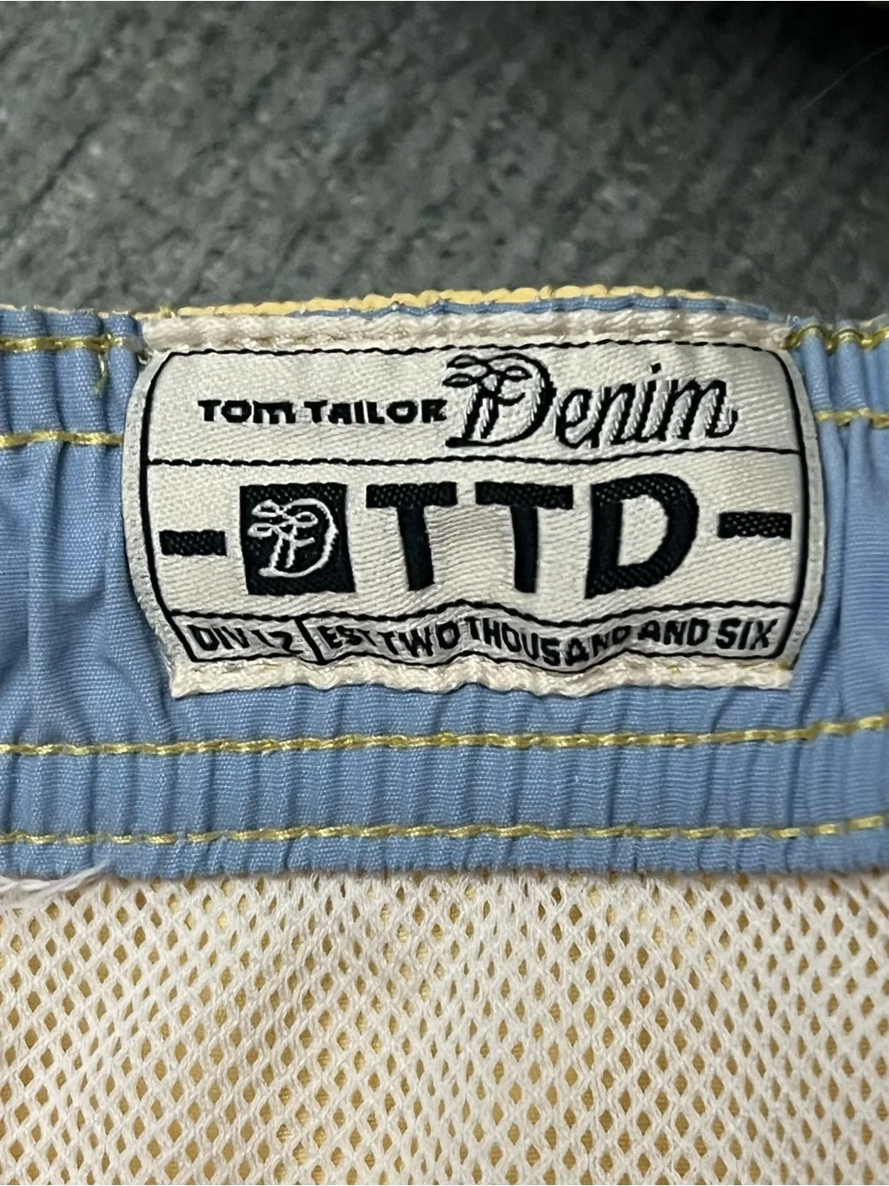 Tom Tailor Denim Men M Yellow Quick Dry Elastic Waist Swim Trunks Shorts Resort